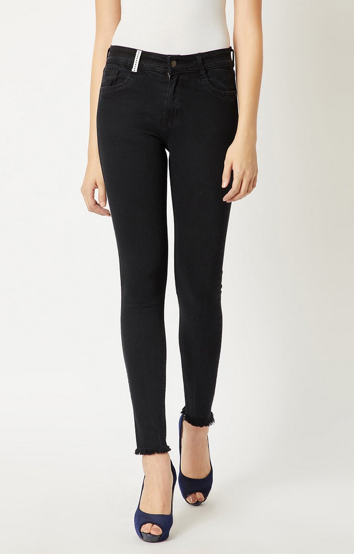Women's Black Solid Skinny Jeans