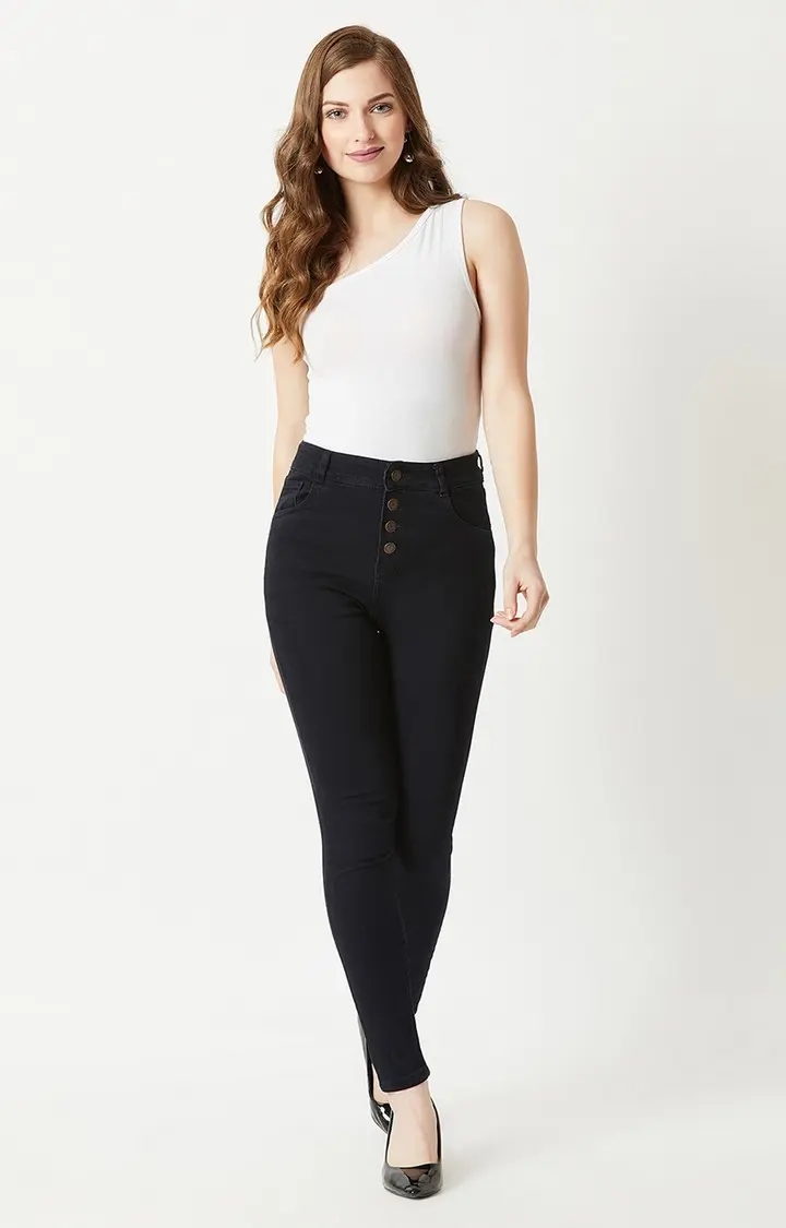 MISS CHASE | Women's Black Solid Skinny Jeans 1
