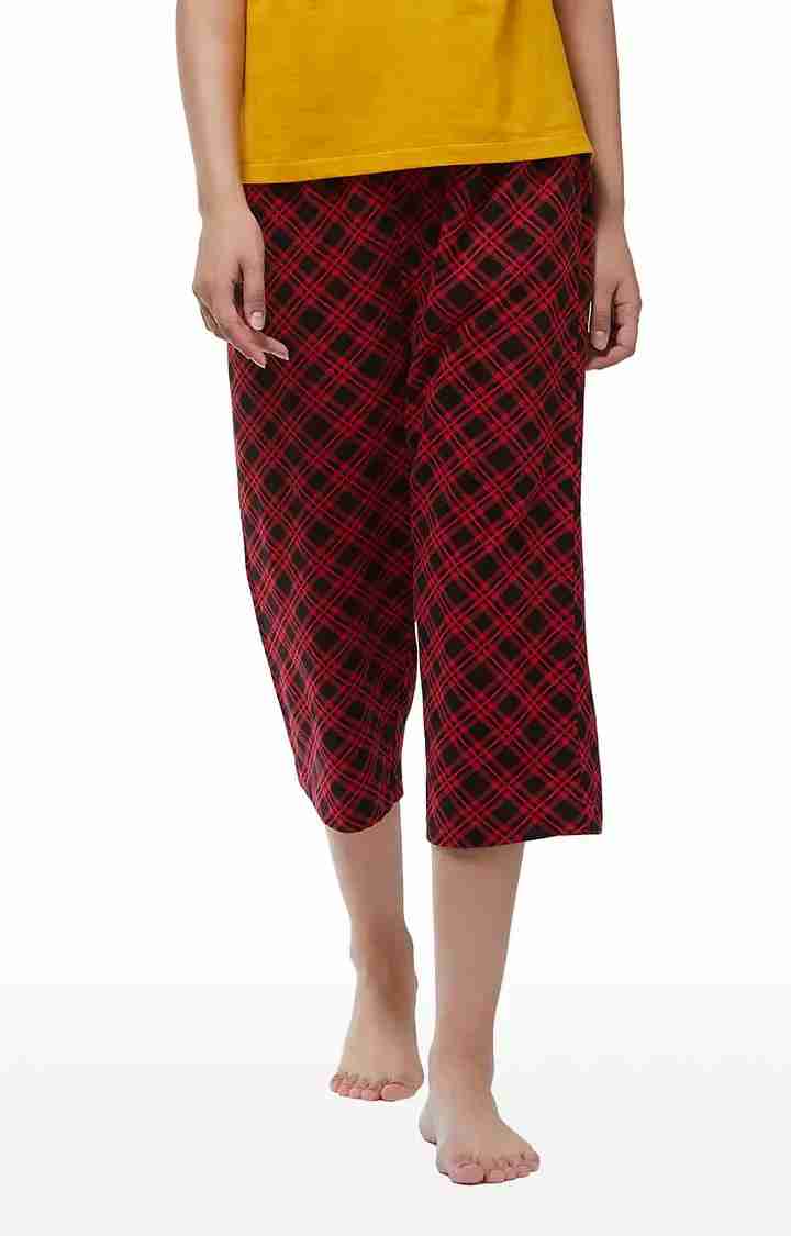 Women's Red Cotton Printed Sleepwear