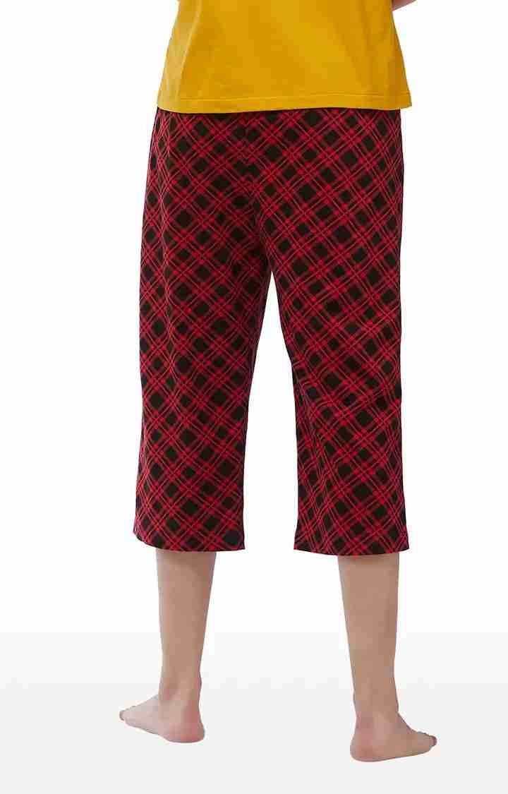 Women's Red Cotton Printed Sleepwear
