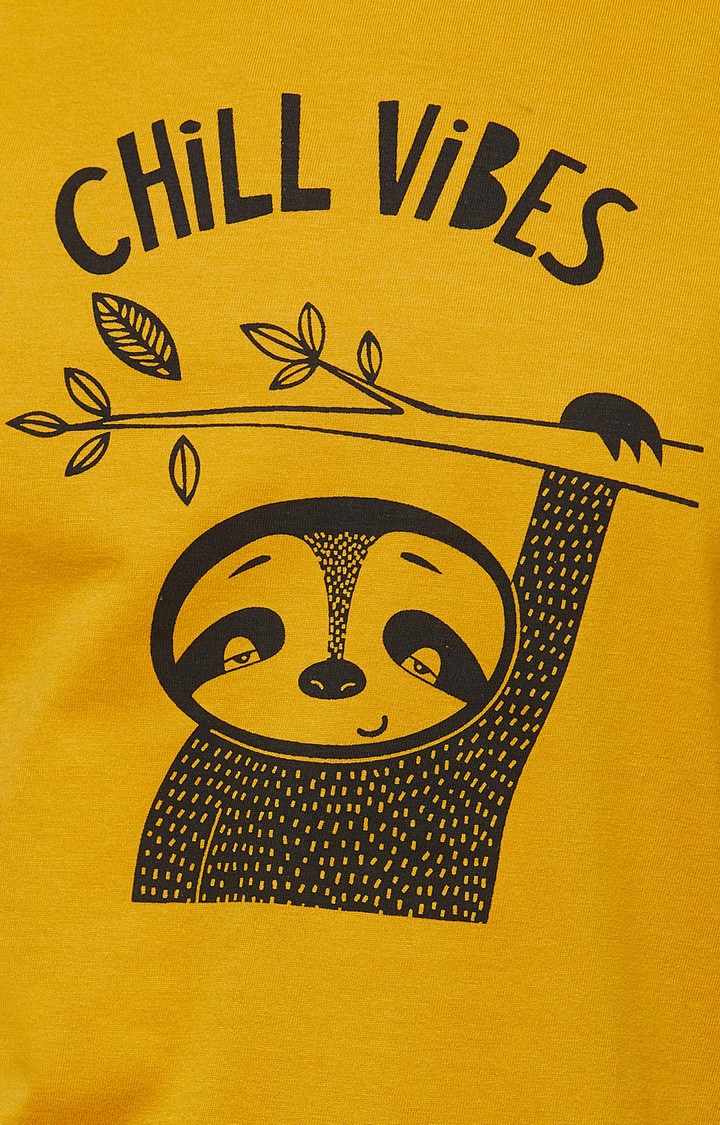 Women's Yellow Cotton Sleepwear T-Shirt