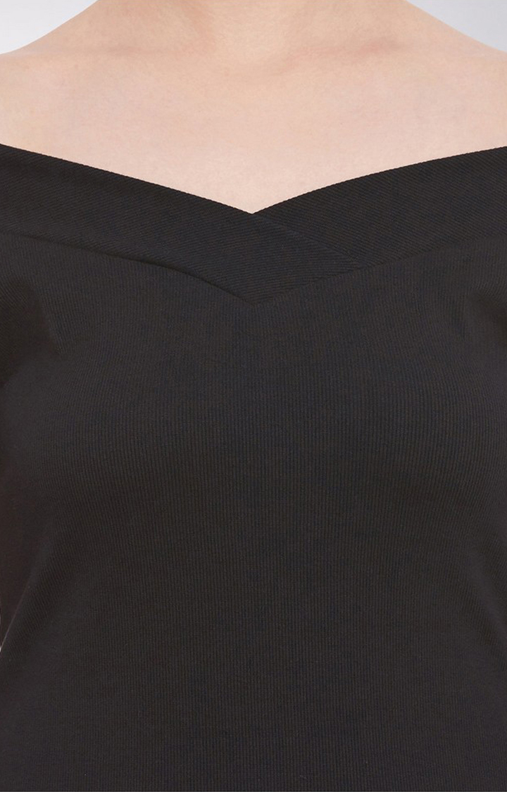Women's Black Cotton  Tops