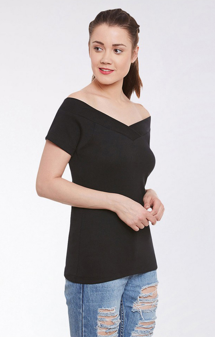 Women's Black Cotton  Tops