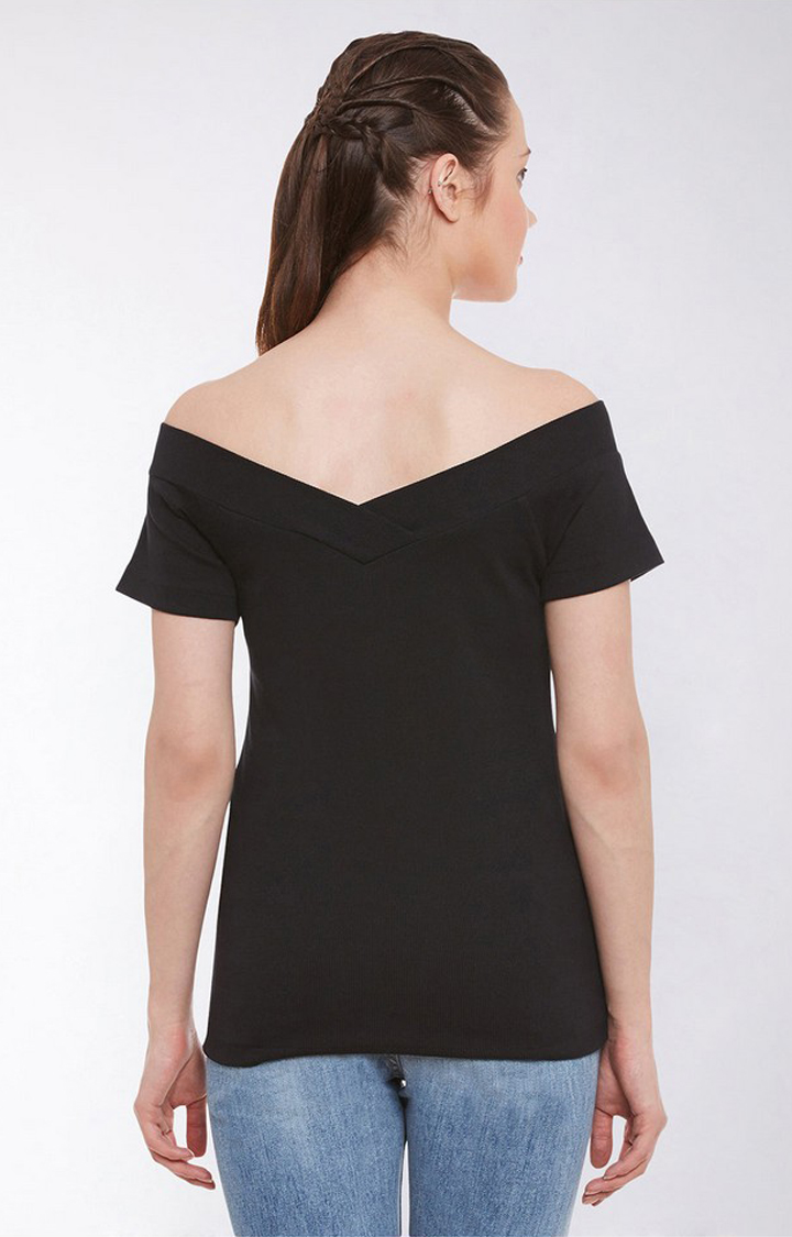 Women's Black Cotton  Tops