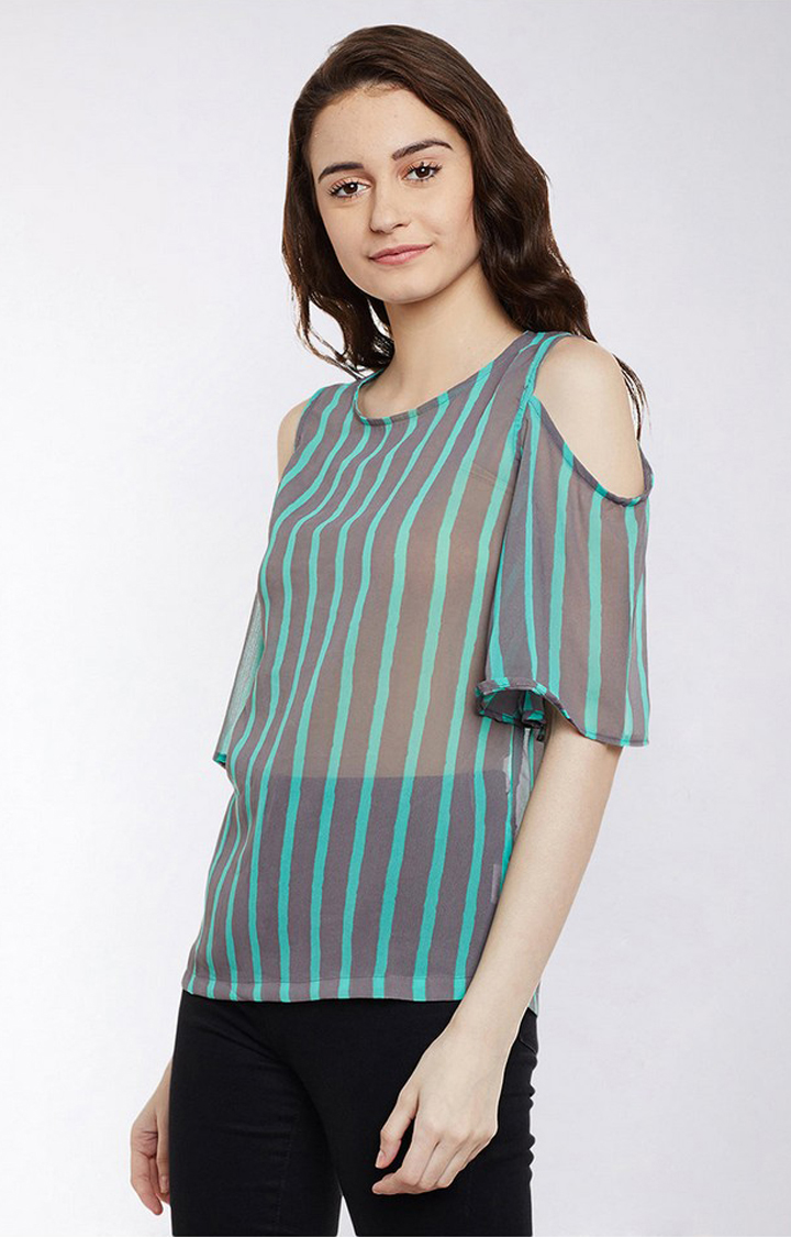 Women's Grey Georgette  Tops