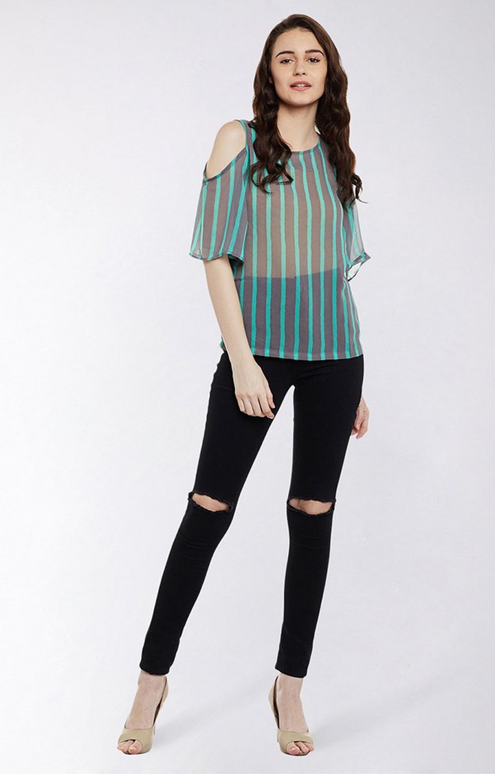 Women's Grey Georgette  Tops