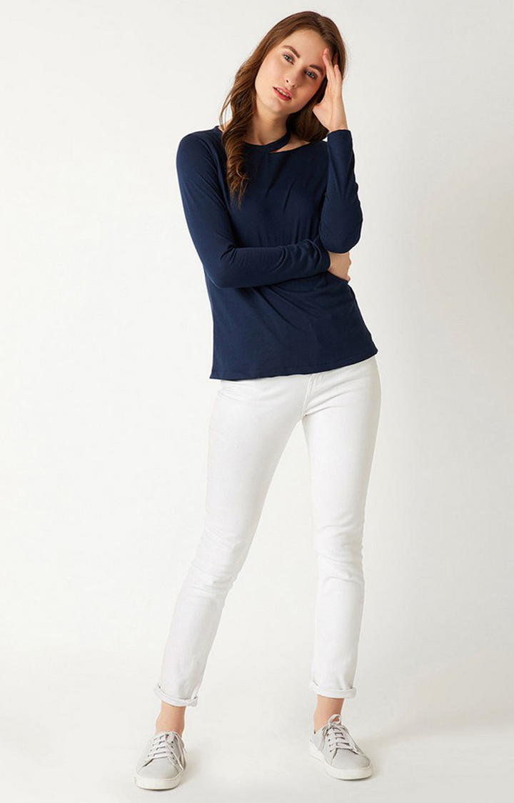 Women's Blue Cotton  Tops
