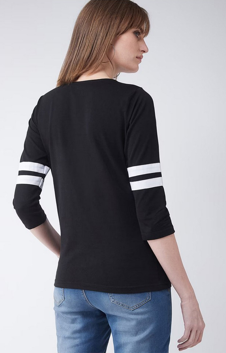 Women's Black Cotton  Tops