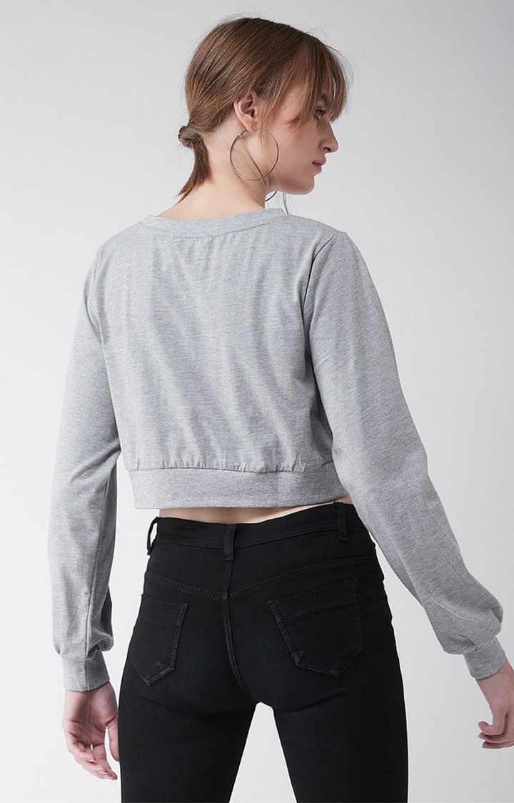 Women's Grey Cotton  Tops