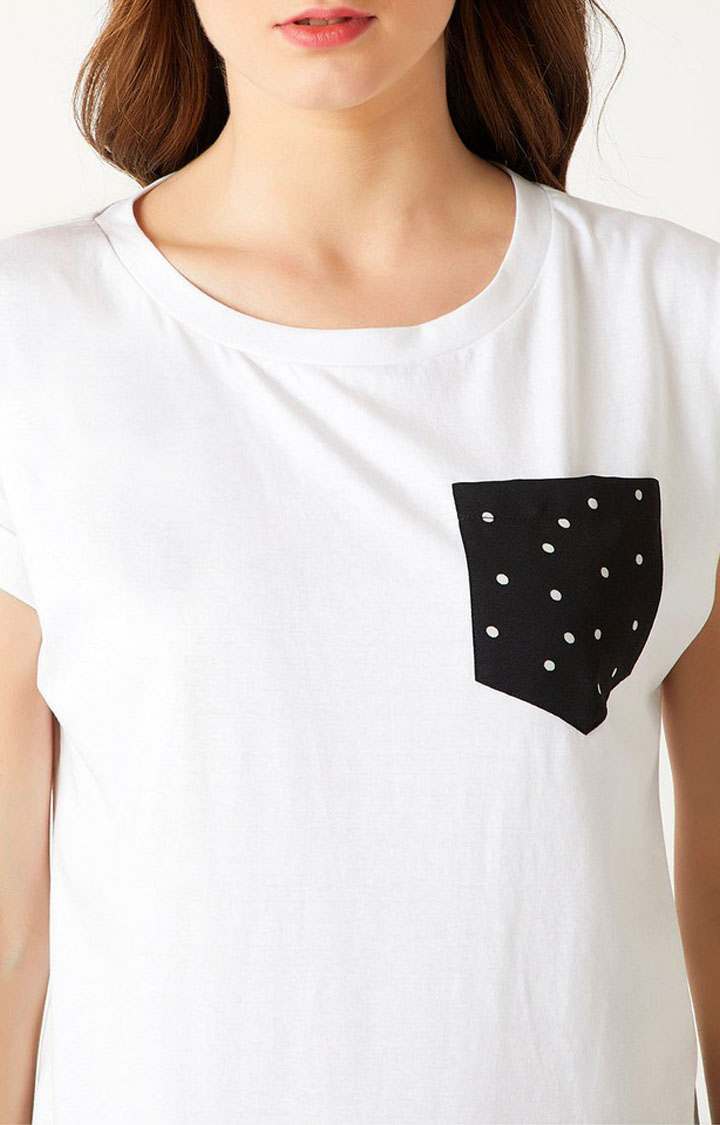 Women's White Cotton  T-Shirts