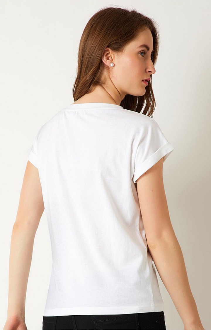 Women's White Cotton  T-Shirts