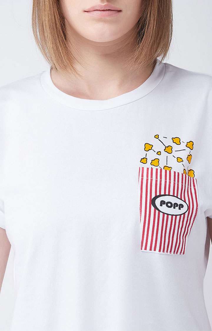 Women's White Cotton  T-Shirts