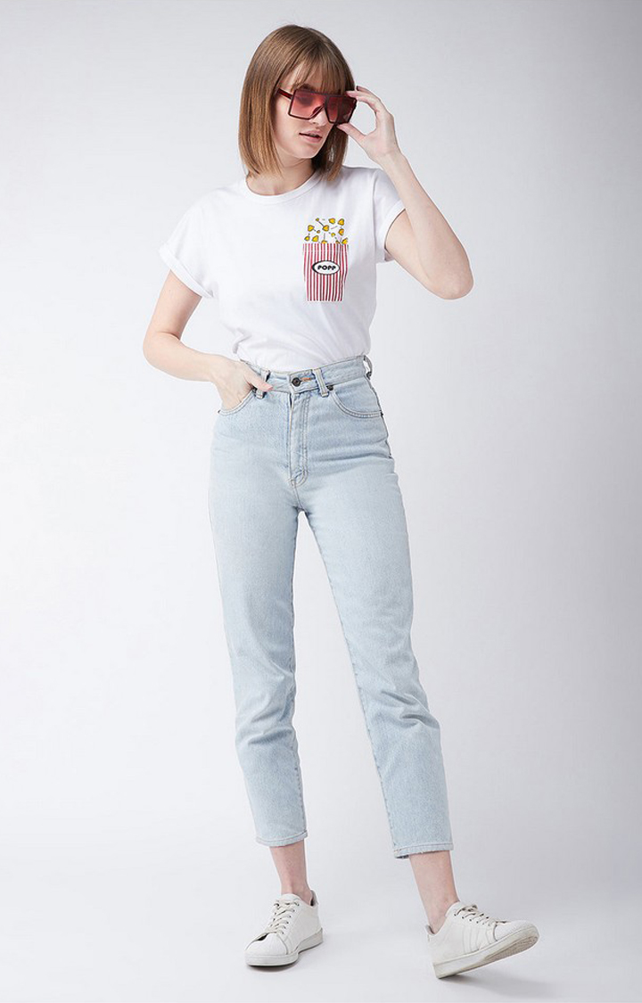 Women's White Cotton  T-Shirts