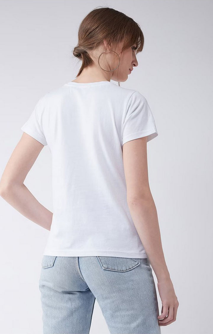 Women's White Cotton  T-Shirts
