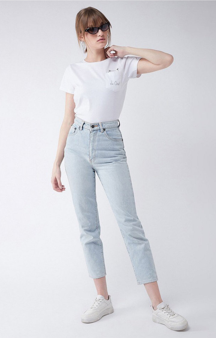 Women's White Cotton  T-Shirts