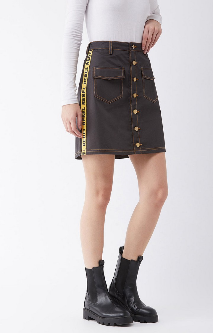 Women's Green  Flared Skirt