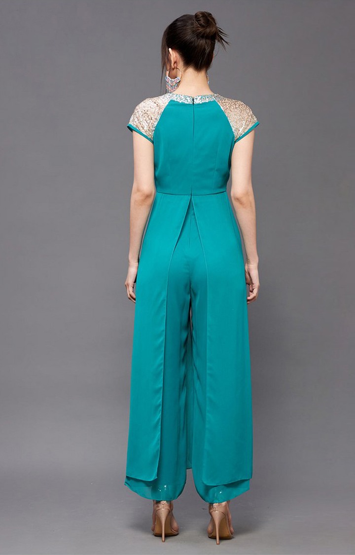 Women's Blue Georgette  Jumpsuits