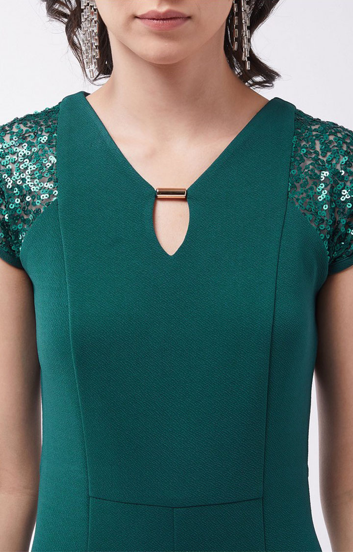 Women's Green Polyester  Jumpsuits