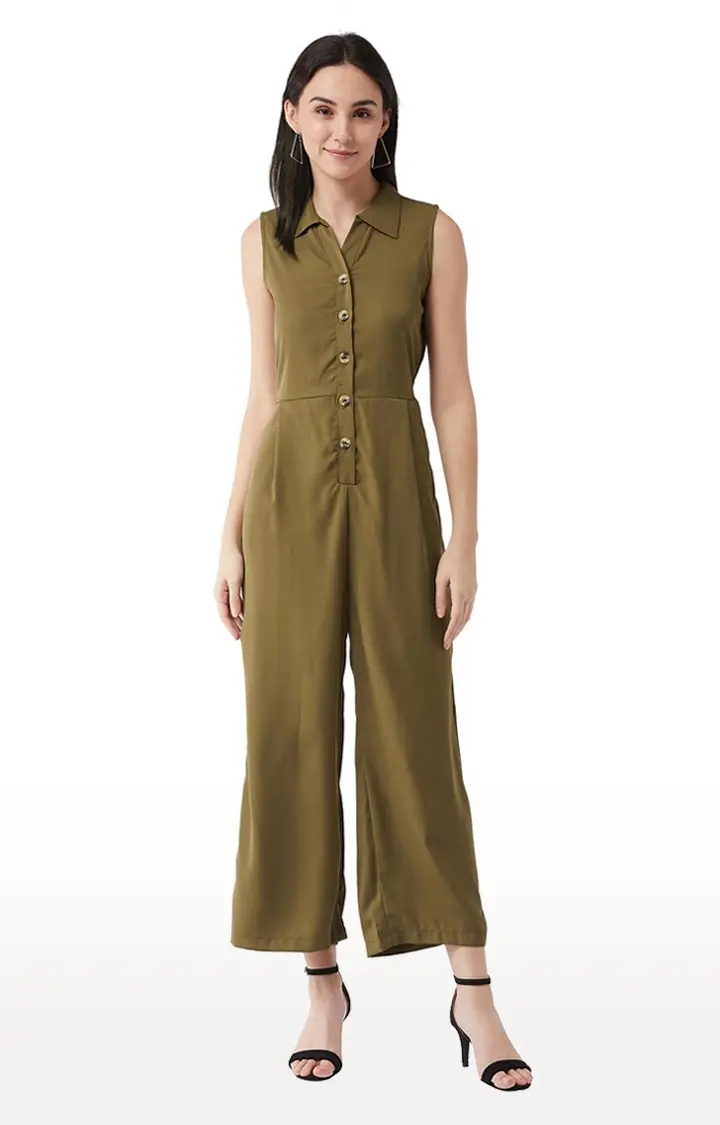 MISS CHASE | Women's Green Solid Jumpsuits