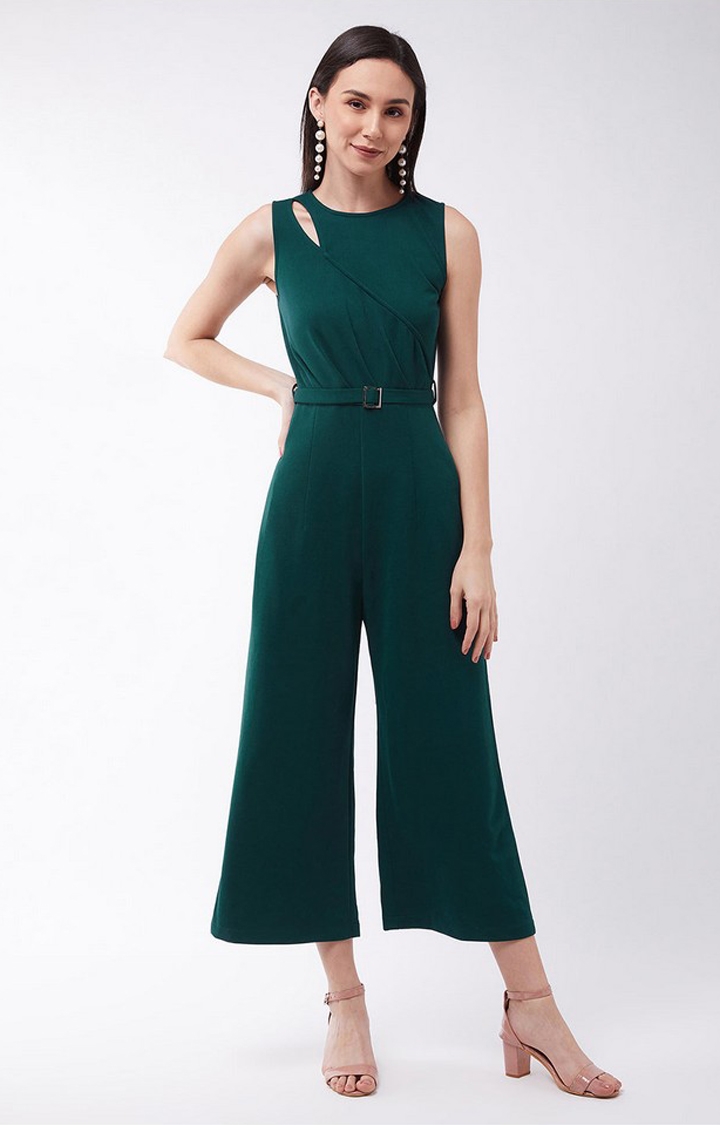 MISS CHASE | Women's Green Polyester  Jumpsuits