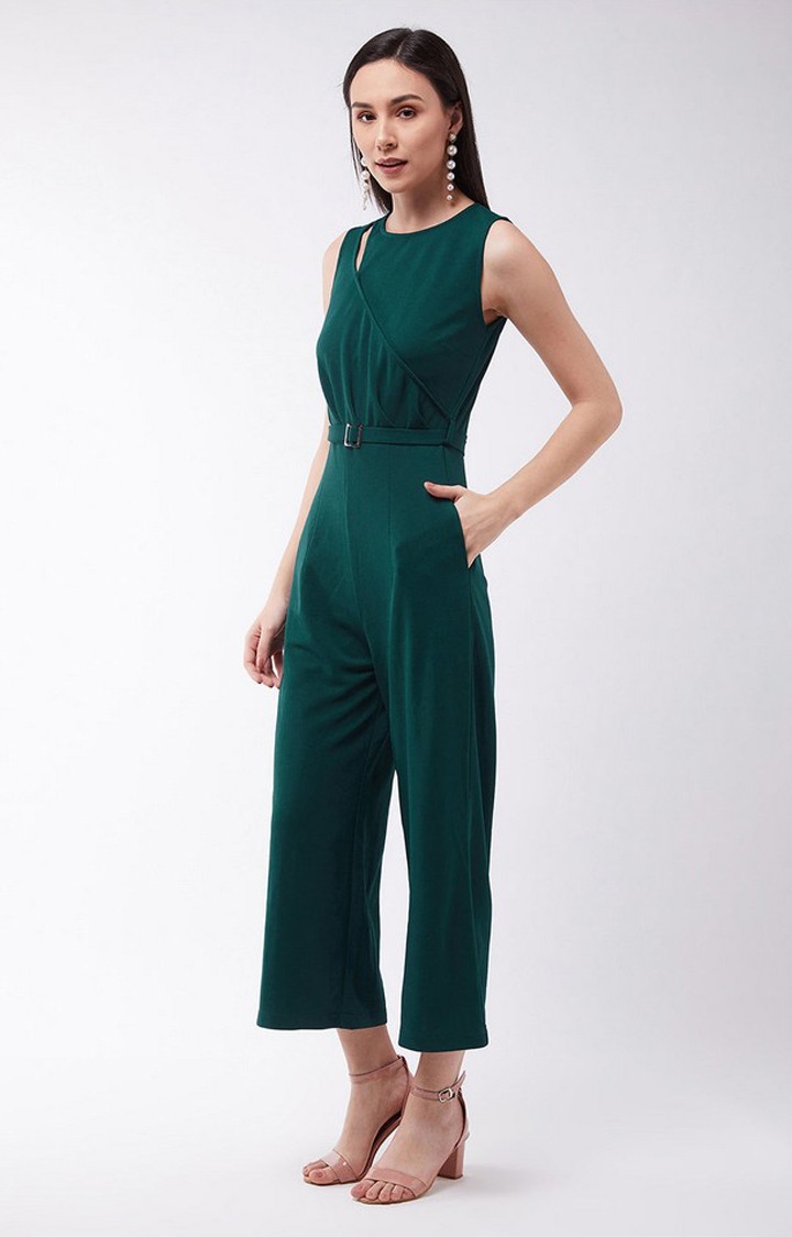 Women's Green Polyester  Jumpsuits