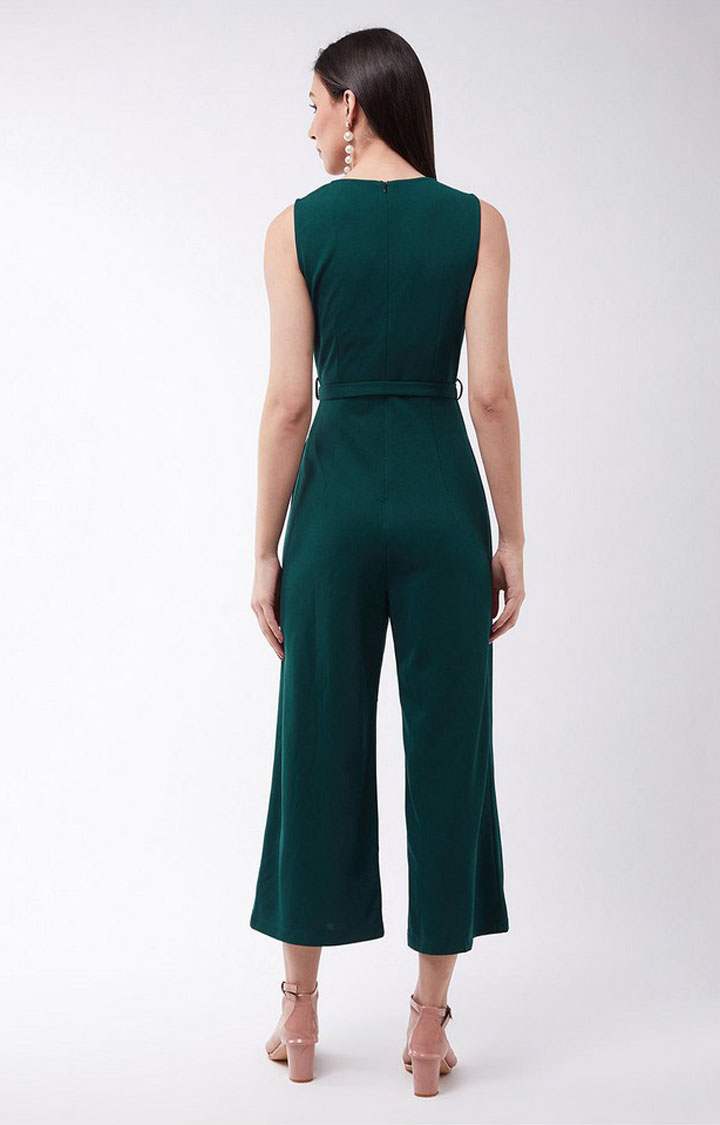 Women's Green Polyester  Jumpsuits