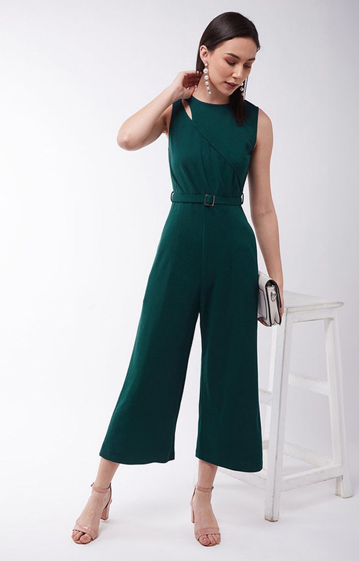 Women's Green Polyester  Jumpsuits