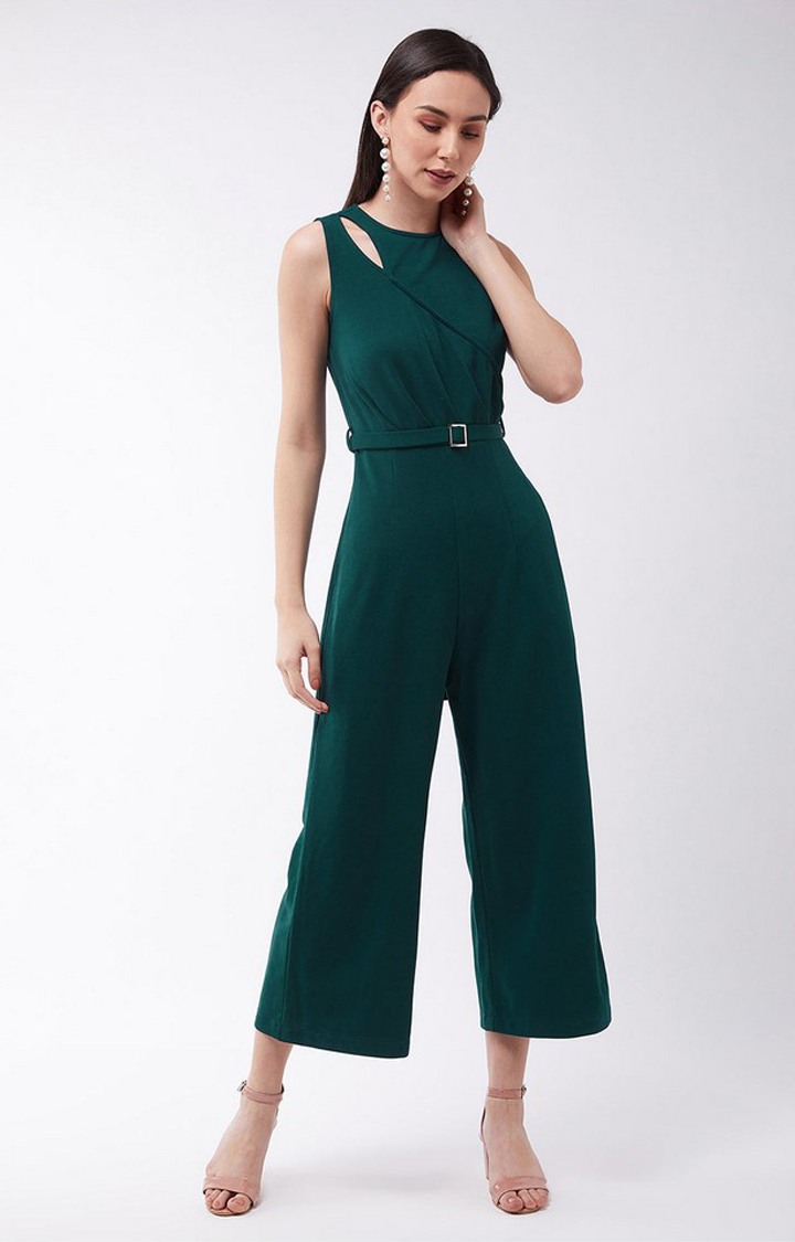 Women's Green Polyester  Jumpsuits