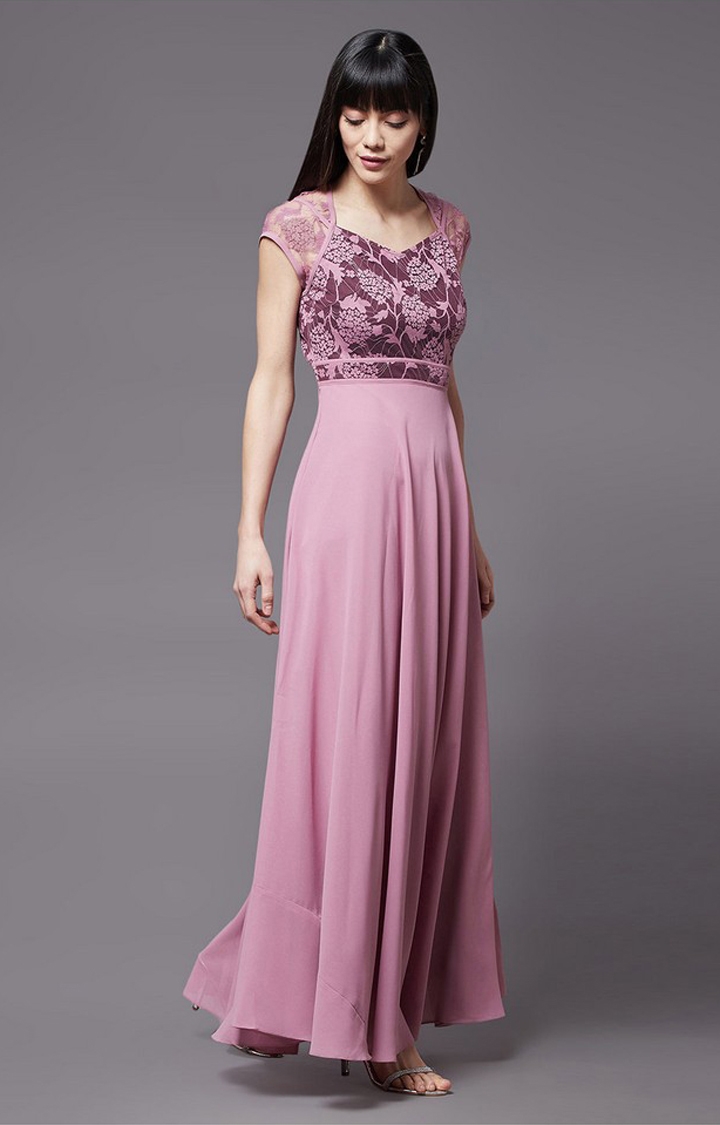 Women's Purple Polyester  Maxi Dress