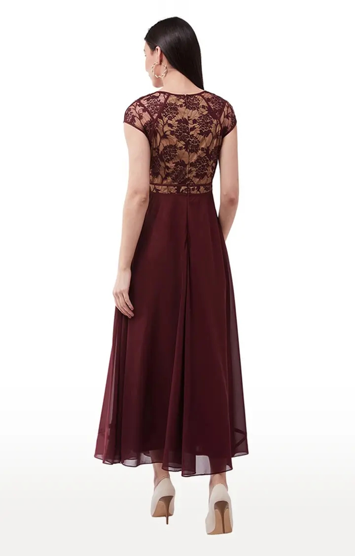 Women's Beige Georgette FloralEveningwear Maxi Dress