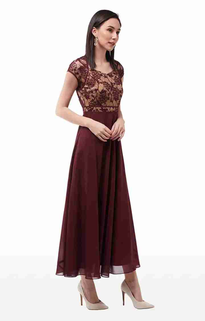 Women's Beige Georgette FloralEveningwear Maxi Dress