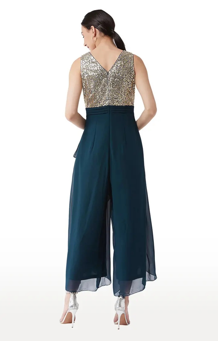 MISS CHASE | Women's Green Solid Jumpsuits 3