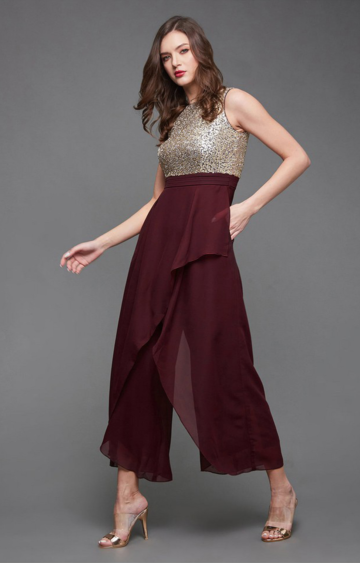 Women's Red Georgette  Jumpsuits