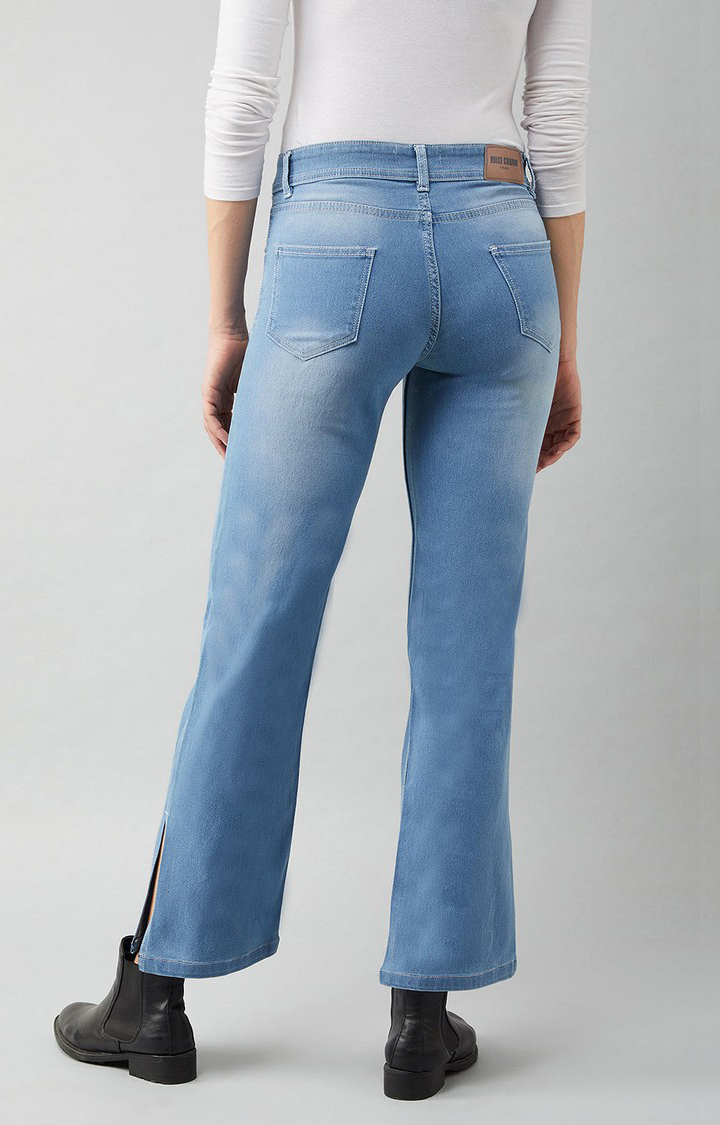 Women's Blue Solid Straight Jeans