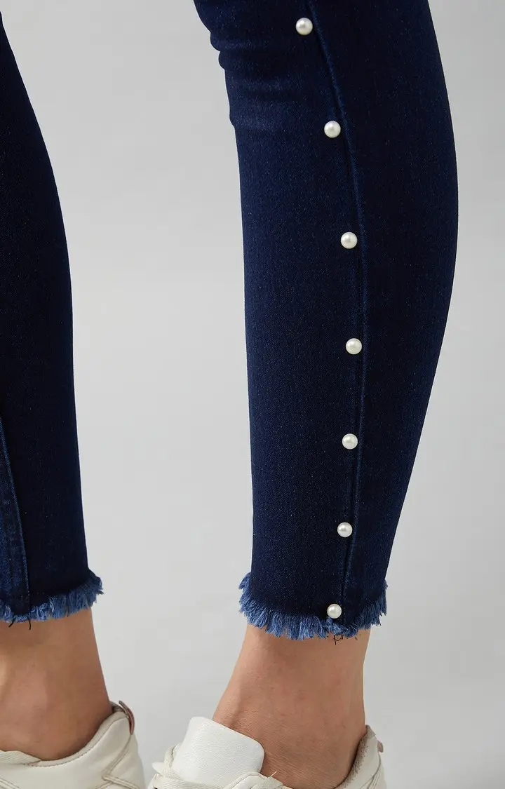 MISS CHASE | Women's Blue Solid Skinny Jeans 4