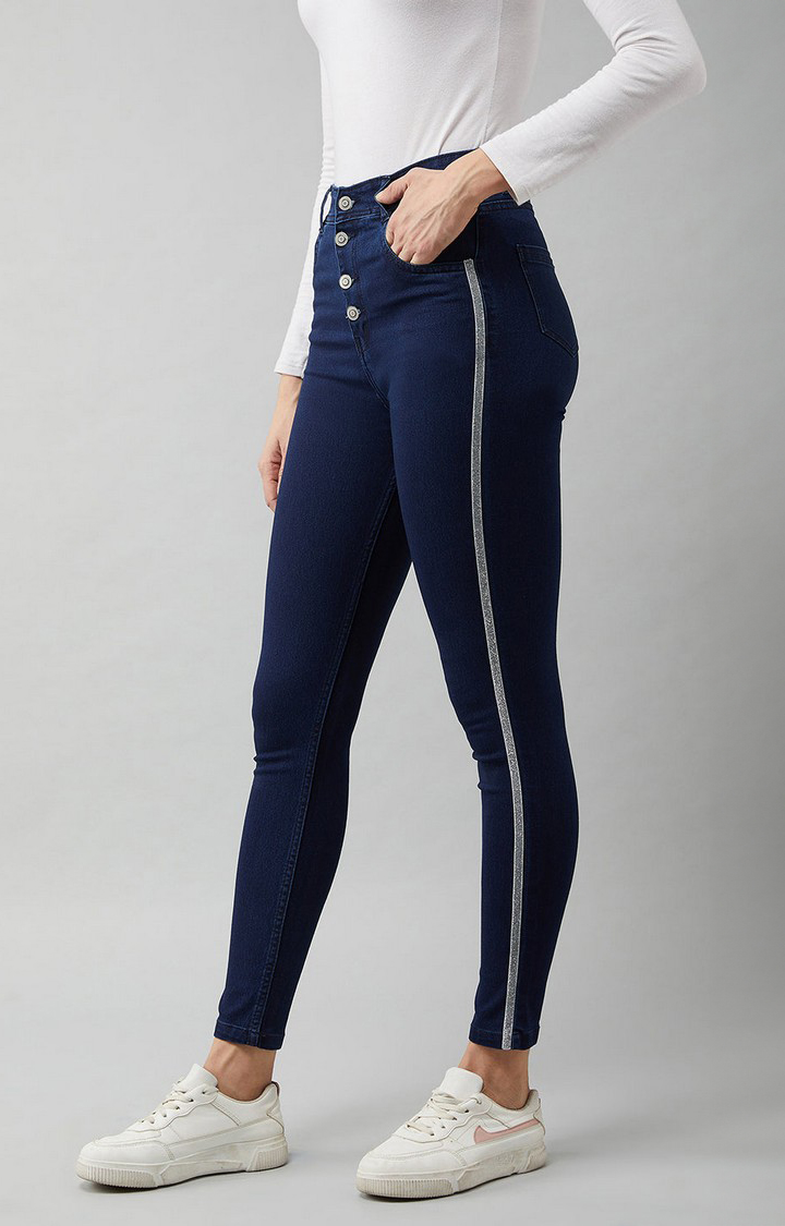 Women's Blue Solid Skinny Jeans