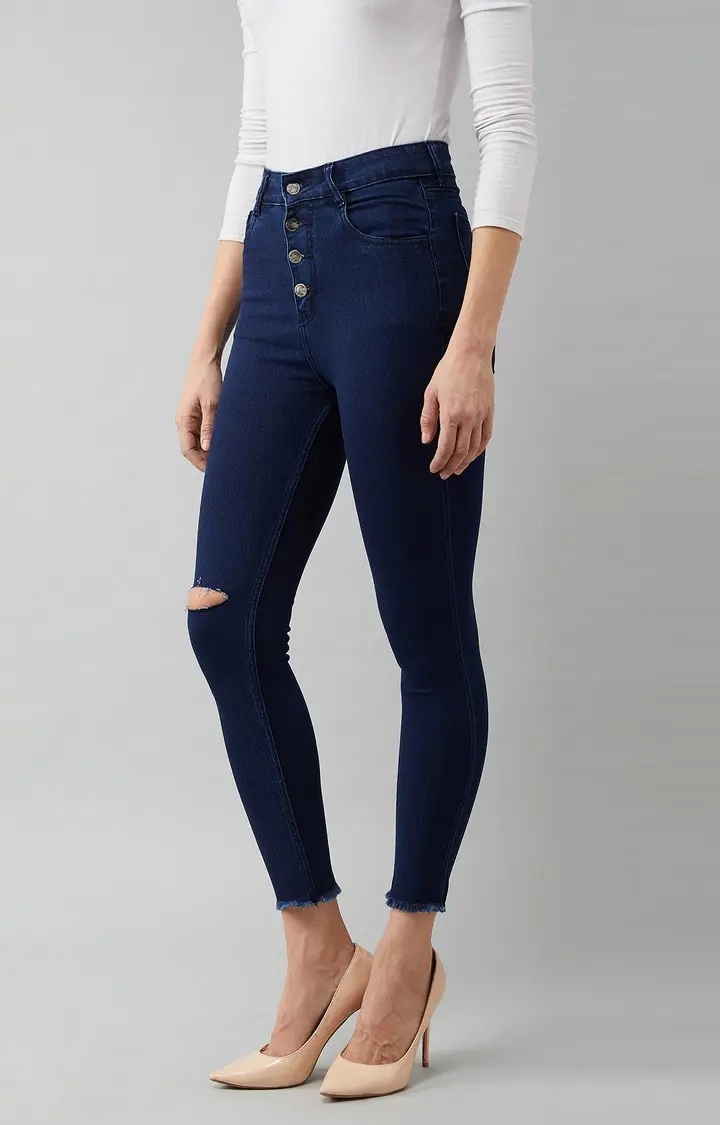 MISS CHASE | Women's Blue Ripped Ripped Jeans 3