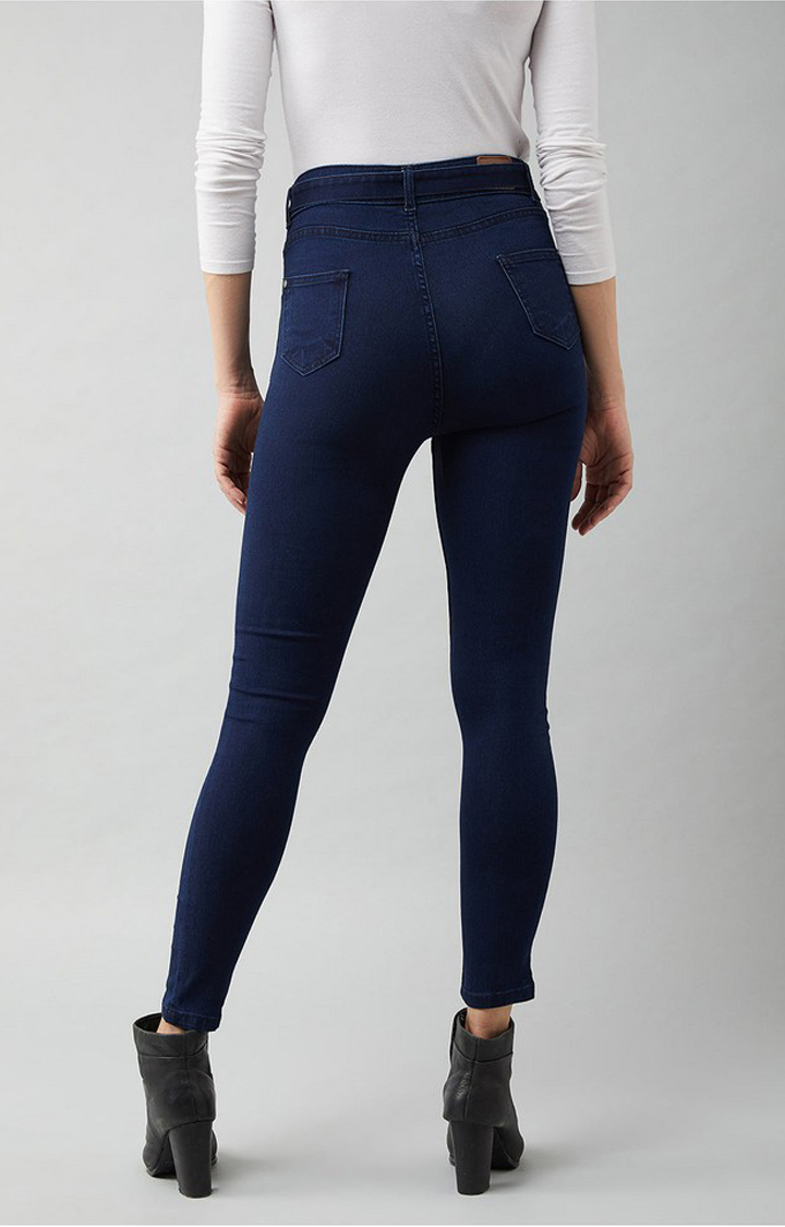 Women's Blue Solid Skinny Jeans