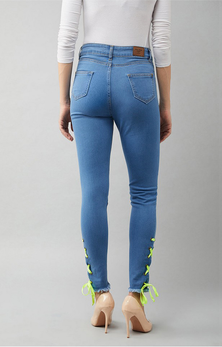 Women's Blue Solid Skinny Jeans