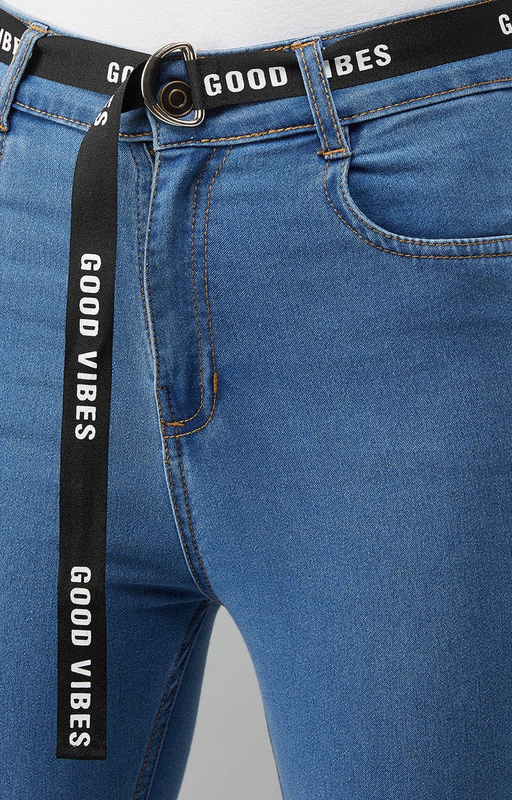 Women's Blue Solid Skinny Jeans