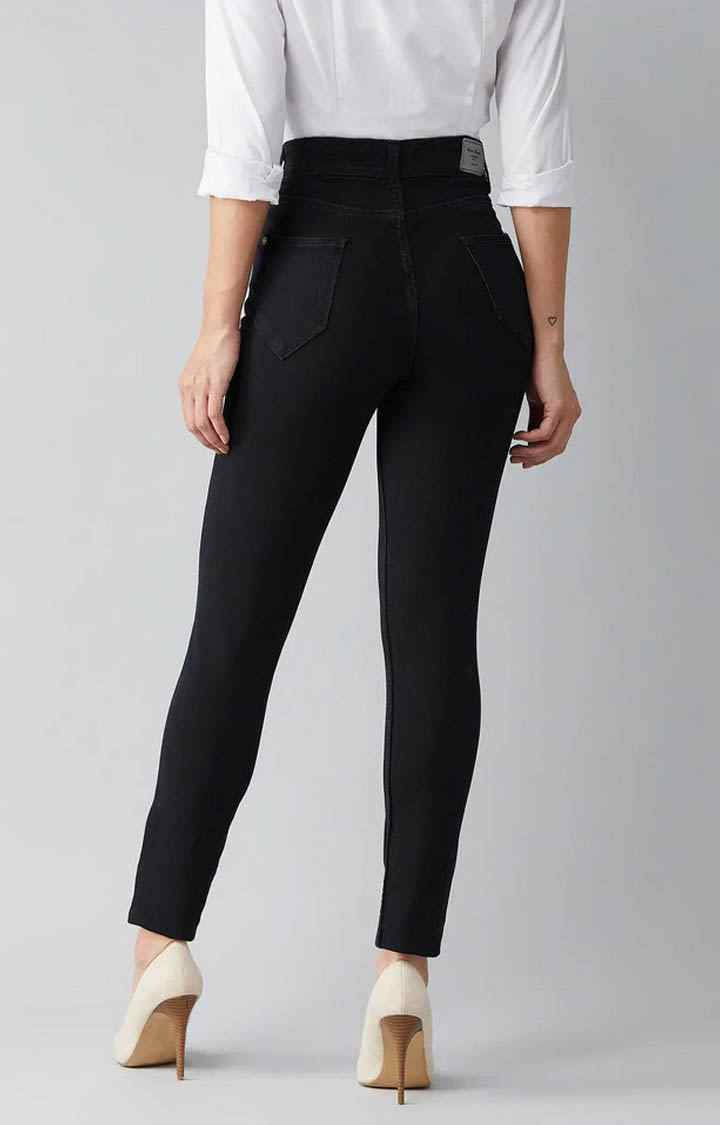 Women's Black Solid Slim Jeans