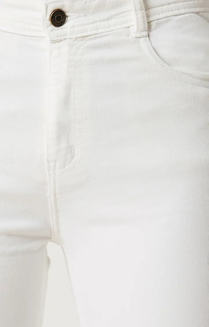 MISS CHASE | Women's White Solid Skinny Jeans 4