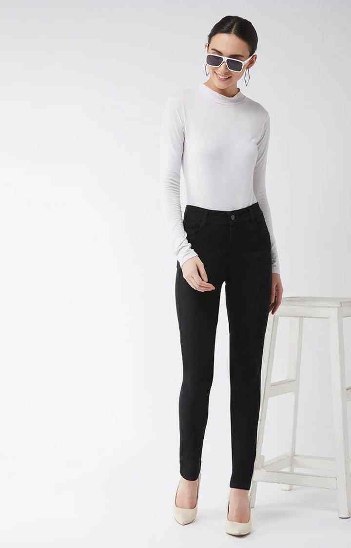 Women's Black Solid Skinny Jeans