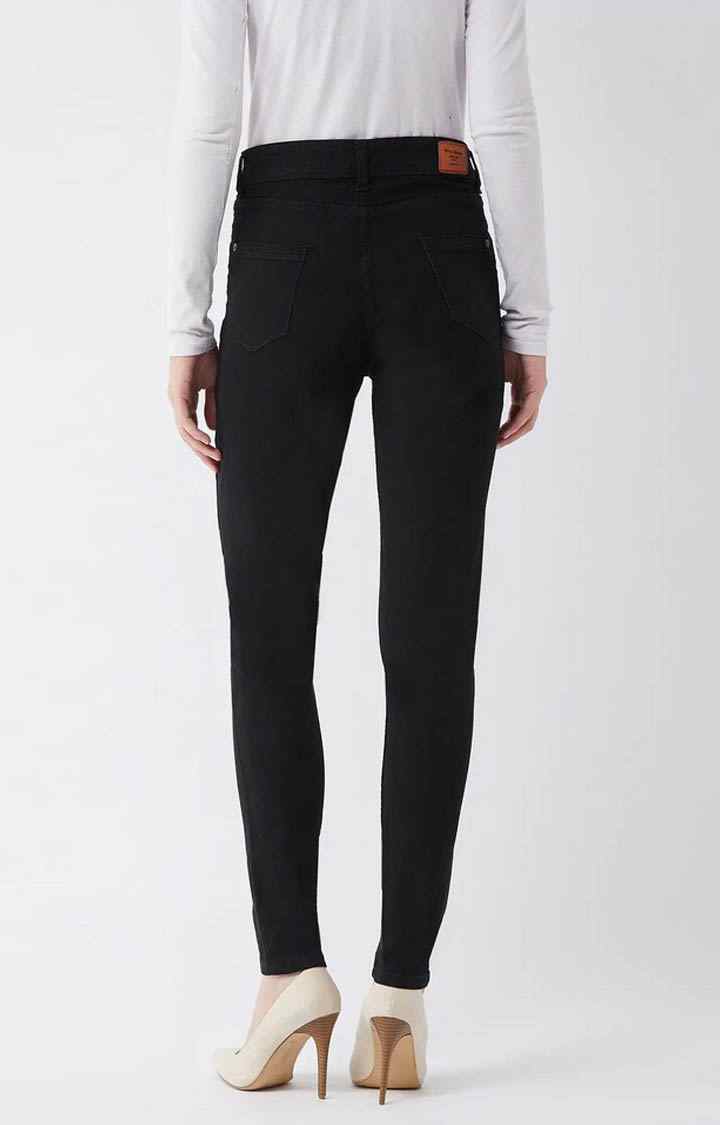 Women's Black Solid Skinny Jeans