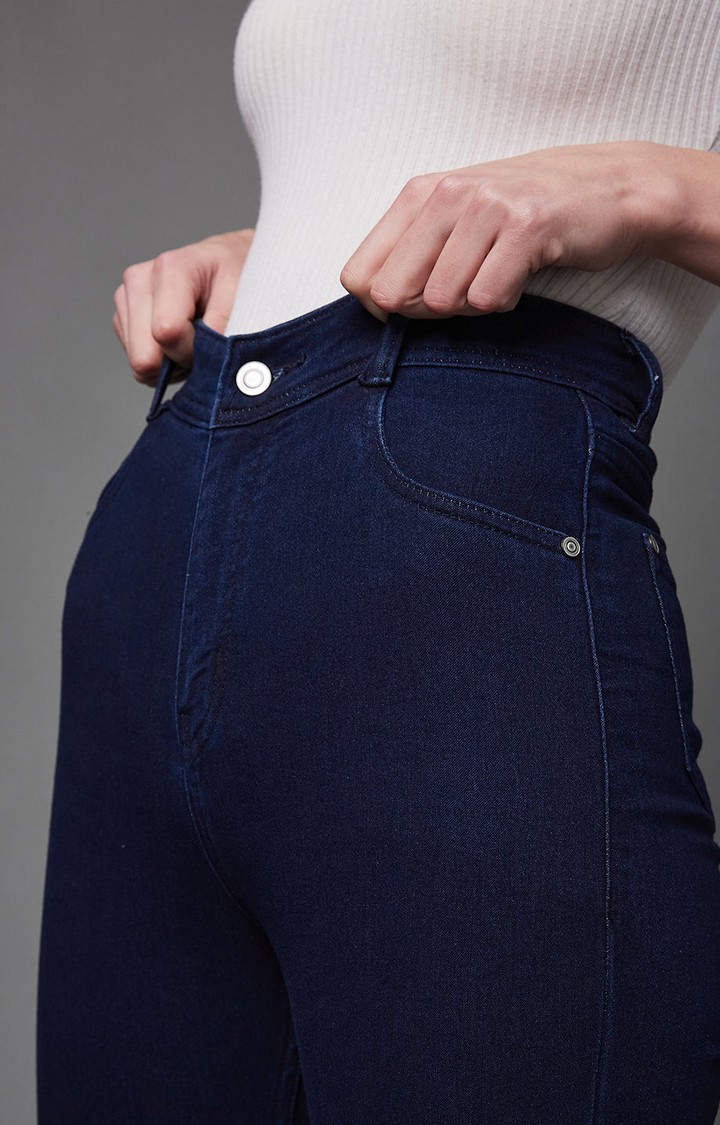 Women's Blue Solid Skinny Jeans