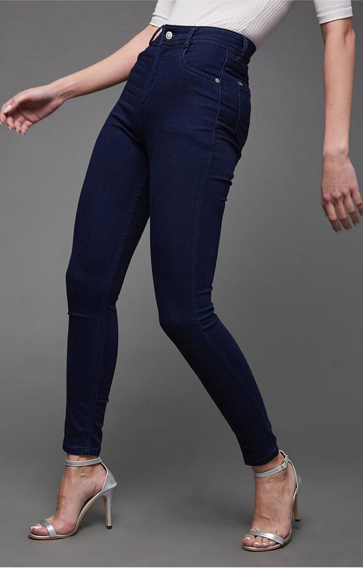 Women's Blue Solid Skinny Jeans