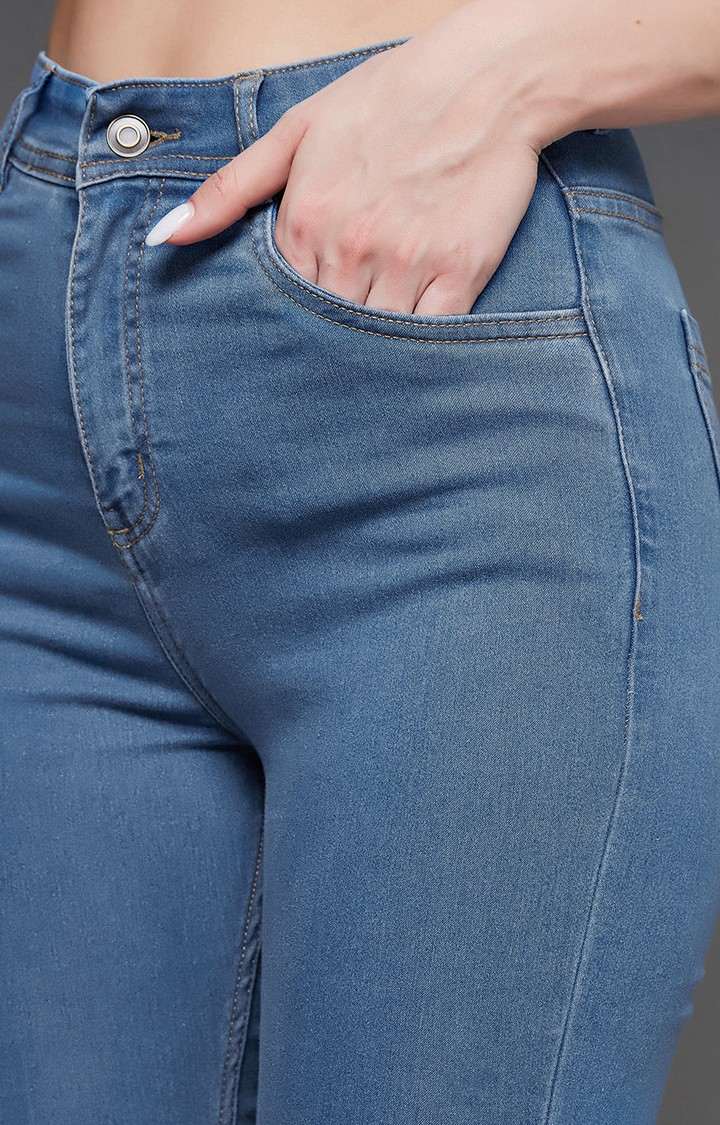 Women's Blue Solid Skinny Jeans