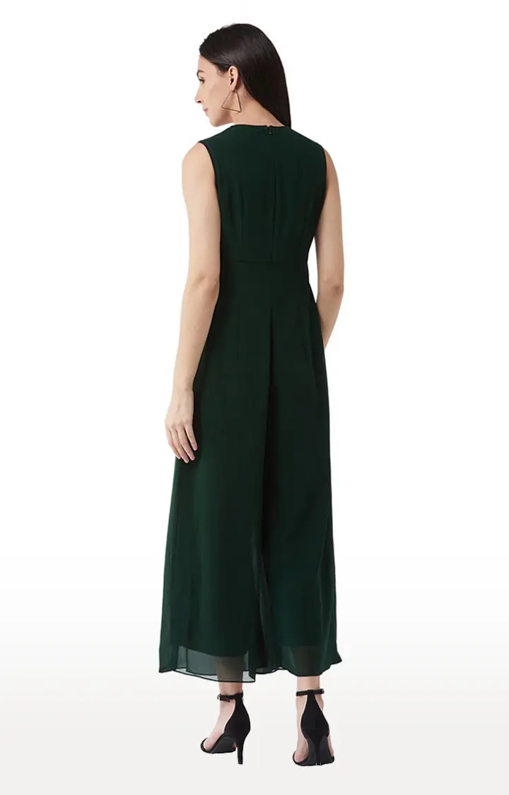 MISS CHASE | Women's Green Solid Jumpsuits 2