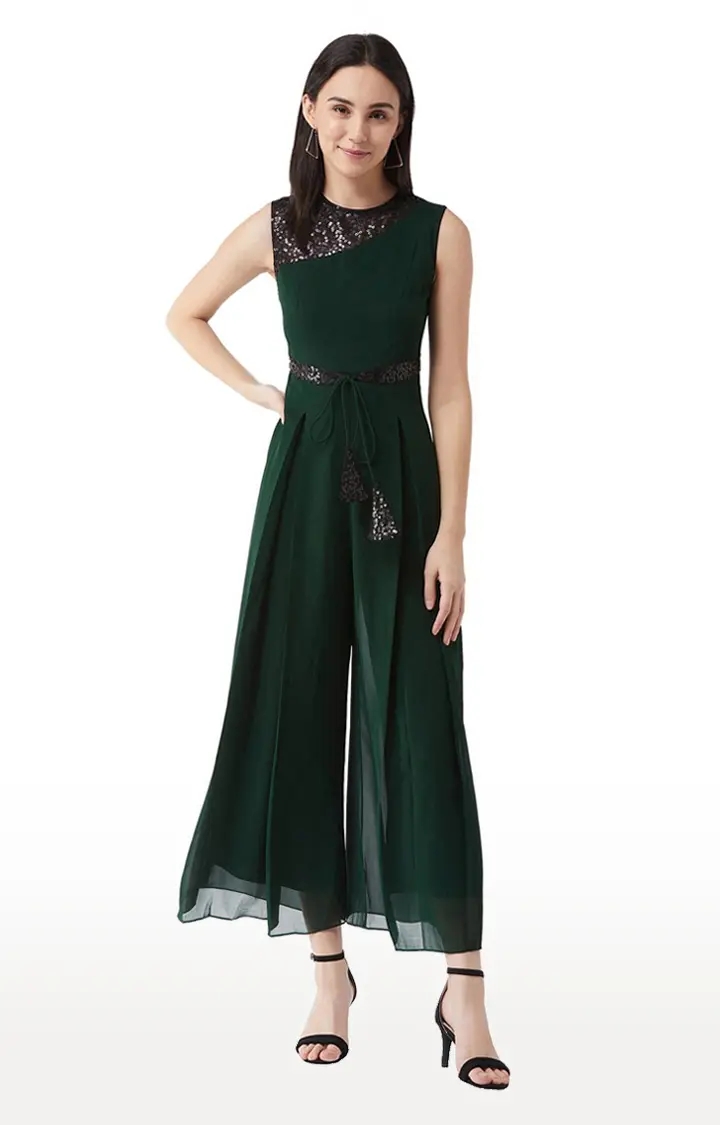 Women's Green Solid Jumpsuits