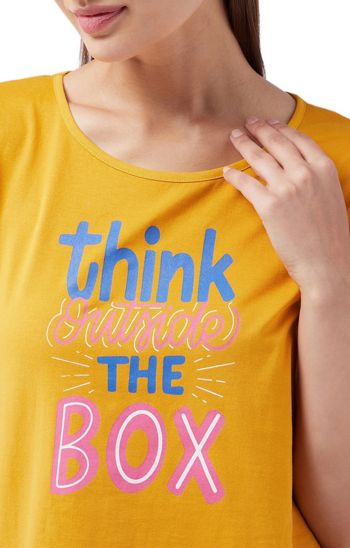 Women's Yellow Cotton Sleepwear T-Shirt